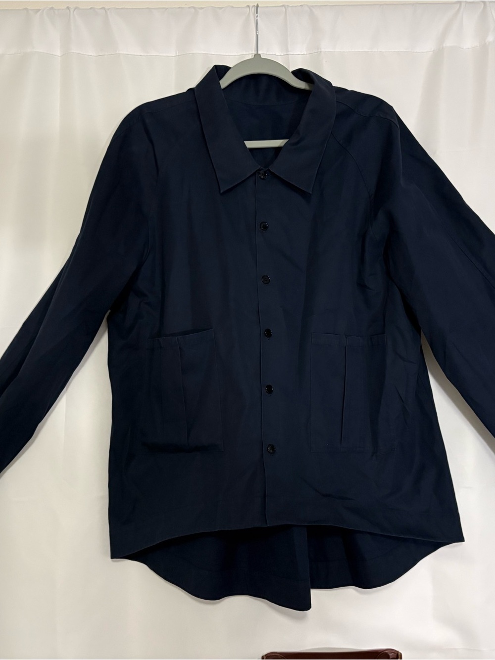 Navy Button-Front Shirt Jacket
